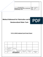 Method Statement For Fabrication and Erection of Demineralized Water Tank