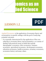 Economics As An Applied Science: Lesson 1.2