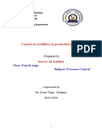 Control of Crystallizer in Production of Sugar: Class: Fourth Stage Subject: Processes Control