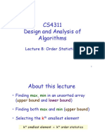 CS4311 Design and Analysis of Algorithms: Lecture 8: Order Statistics