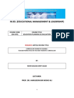 M.Ed. (Educational Management & Leadership) : Course Code: EDA 6701 Course Title: Education Planning & Evaluation 20%