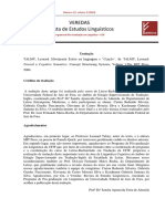 TALMY, Leonard. Movimento Fictivo Na Linguagem e Cepção - Tradução