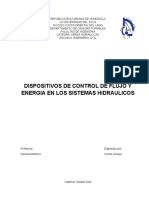 Dispositivos de Control de Flujo y Energía en Los Sistemas Hidráulicos