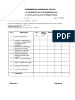 Sathyabama Dental College and Hospital Department of Conservative Dentistry and Endodontics Evaluation of Journal Review Presentations