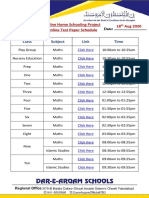 Time Link Subject Class: 18 Aug 2020 Online Home Schooling Project Online Test Paper Schedule