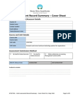 ICTICT501 - Unit Assessment Record Summary - Cover Sheet V1.1 May 2018