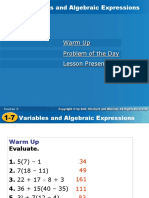 Variables & Algebraic Expressions