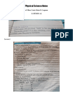 Physical Science Notes: Of: Bhea Carrie Marie B. Lagman 11-HUMSS A2 Lesson 1