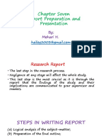 Chapter Seven Report Preparation and Presentation: by Mehari H