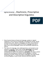 Synchronic, Diachronic, Prescriptive and Descriptive Linguistics PDF