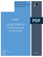 La Gestion Du Portefeuille D'Activite: Expose