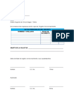 Formato de Autorización para Solicitud Del Registro Civil de Nacimiento