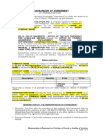 Memorandum of Agreement Purchasing