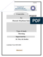 Prepared By: Hussein Maytham Saied: Evaporation