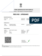 REG NO: HP850465: Registration Certificate For Vehicle