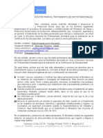 Formato de Autorización para El Tratamiento de Datos Personales