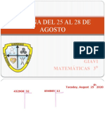 PRESENTACIÓN Clase Tercero SEMANA DEL 25 AL 28 DE AGOSTO