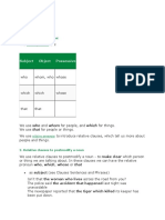 Relative Pronouns: Subject Object Possessive