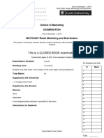 School of Marketing Examination: This Is A CLOSED BOOK Examination