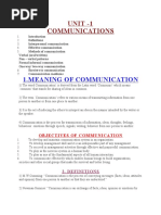 Unit - 1 Communications: 1.meaning of Communication