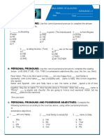 Personal Pronouns:: Real Scene 1 Evaluation Name Scenarios 1-4 Date: Code