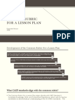 Common Rubric For A Lesson Plan: Expanded Version 2016