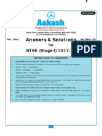 Answers & Solutions: For NTSE (Stage-I) 2017-18