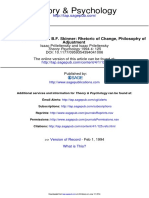 Prilleltensky - 1994 - On The Social Legacy of B.F. Skinner Rhetoric of Change, Philosophy of Adjustment