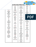 Vacation Vocabulary Word List