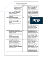 Internal Control Questionnaire Control Environment