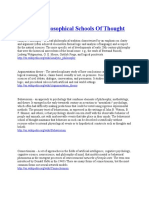 A List of Philosophical Schools of Thought