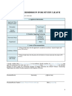 Form 1. Permission For Study Leave: This Form Must Be Approved by Your University