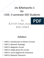 Circuits &networks-1 For I EEE-II Semester EEE Students: by K.V.V.P. Chari, Asso. Prof. Eee, Snist