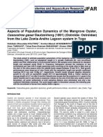 Aspects of Population Dynamics of The Mangrove Oyster, From The Lake Zowla-Aného Lagoon System in Togo