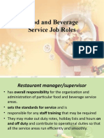 Food and Beverage Service Job Roles