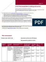 Example Risk Assessment For Food Preparation, Cooking and Service