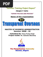 Transparent Overseas Project File On Export Policies and Process