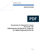 Documento de Manual de Usuario: Mantenimiento Del Sistema de Gestión de La Calidad Empresarial (SGCM)