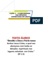 Lição 2 - A Sublimidade Das Bênçãos Espirituais em Cristo