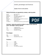 Money, Decimals, Percentages and Fractions: Here Are Some Examples of How To Read Symbols