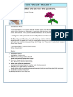 Modal Verb "Should - Shouldn T" Read The Following Letter and Answer The Questions