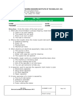 Offshore-Onshore Institute of Technology, Inc.: Pre-Test Electrical Installation and Maintenance NC II