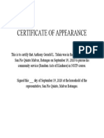 Certificate of Appearance