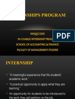 Internships Program: Waqas Zaki In-Charge Internship Program School of Accounting & Finance Faculty of Management Studies