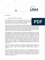 Lettre Ouverte Au Président de La République de l'USM Et Du SM