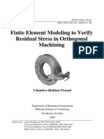 Finite Element Modeling To Verify Residual Stress in Orthogonal Machining PDF