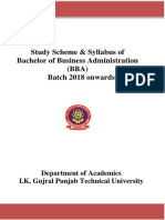 Study Scheme & Syllabus of Bachelor of Business Administration (BBA) Batch 2018 Onwards