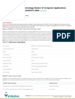 National Institute of Technology Master of Computer Applications Common Entrance Test (NIMCET) 2020