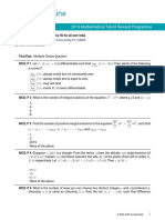 ISI Mathematical Talent Reward Programme 2019