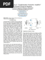 Previous Report No.3: "Complementary Symmetry Amplifier": Universidad Nacional de Ingeniería